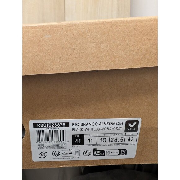 Veja Rio Branco II Alveomesh Sneakers Black White EU 44 / US 11 - Picture 9 of 14